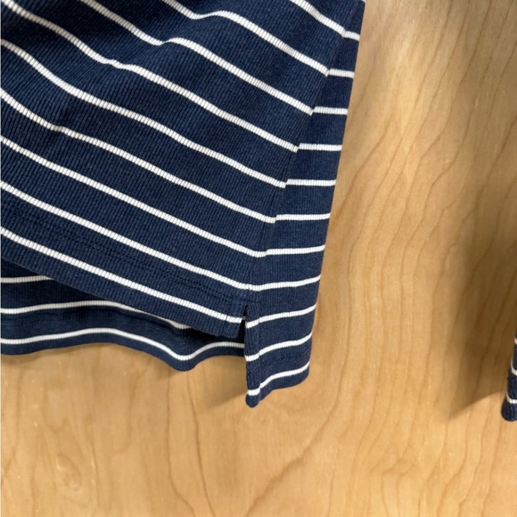 Ralph Lauren Shirt Womens Large Blue White Striped Padded Zip Shoulders Cotton - Picture 4 of 7